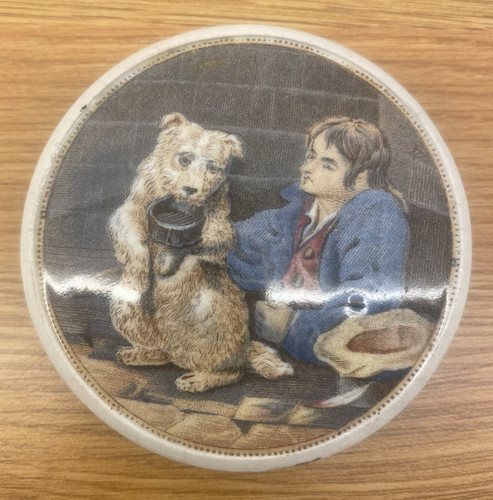Small prattware pot lid - small,